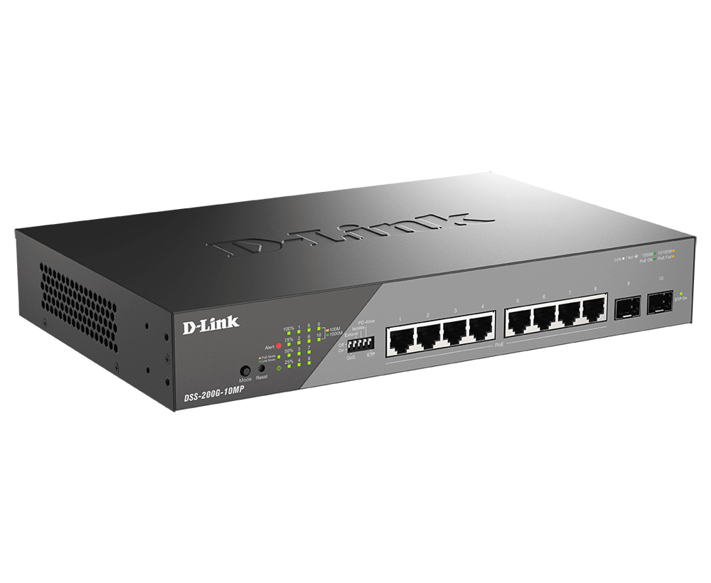Dlink 8-PORT GB Poe Surveilance Switch (D-Link Switch DSS-200G-10MP)