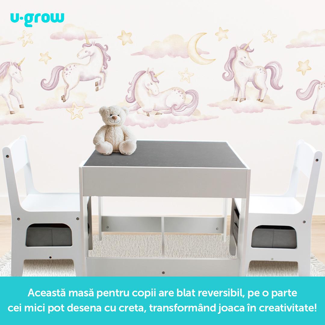 Set masuta si 2 scaune , alb MDF, U-Grow