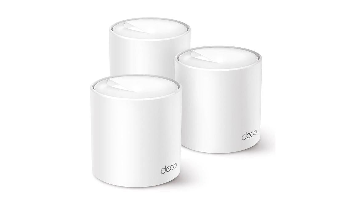 TP-Link AX3000 whole home mesh Wi-Fi 6 System, Deco X50(3-pack); Dual- Band, Standarde Wireless: IEEE 802.11ax/ac/n/a 5 GHz, IEEE 802.11ax/n/b/g 2.4 GHz, viteza wireless: 5 GHz: 2402 Mbps, 2.4 GHz: 574 Mbps, 2 x antene interne, 2×2 MU-MIMO, Mod Router, Mo