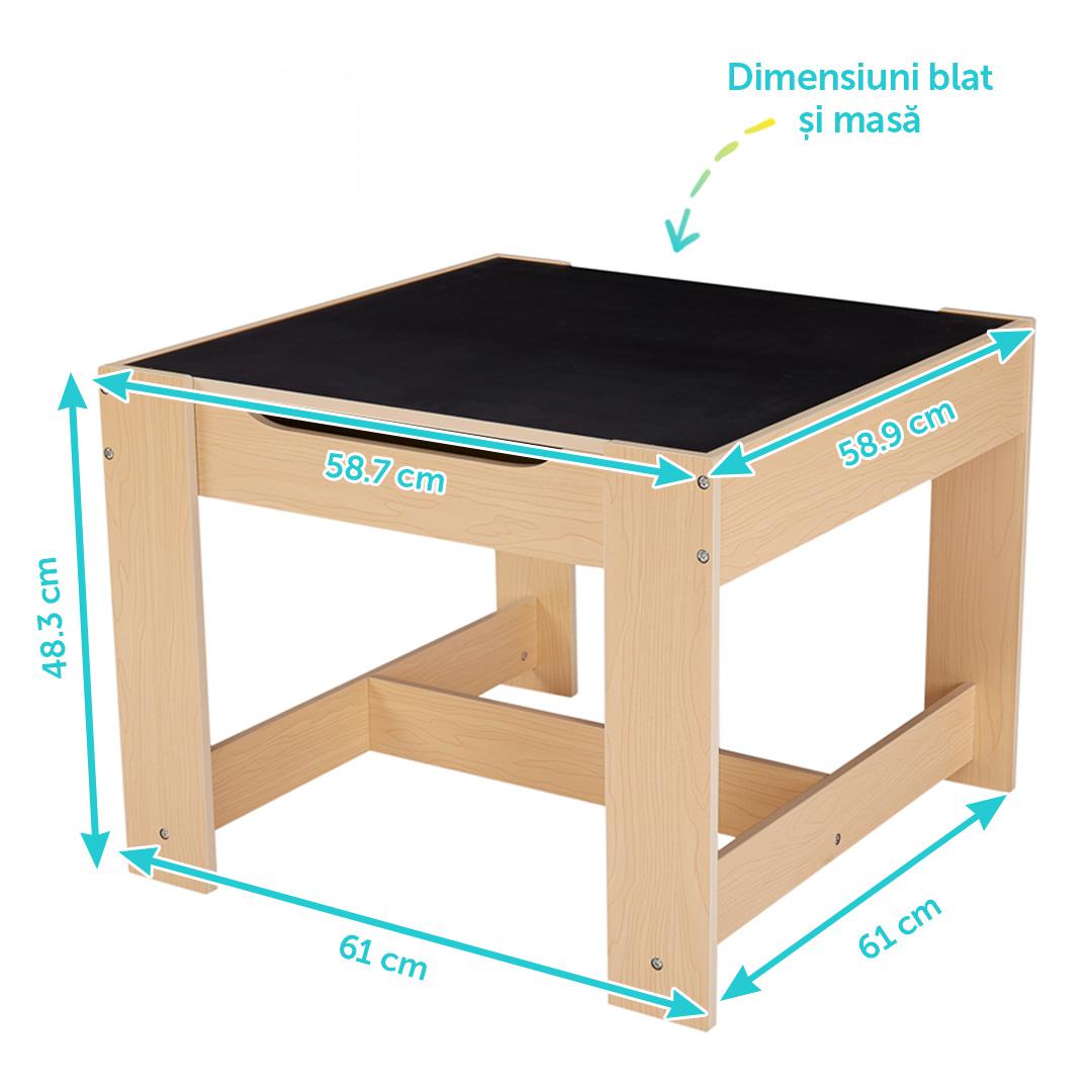 Set masuta si 2 scaune,lemn natur,U-Grow