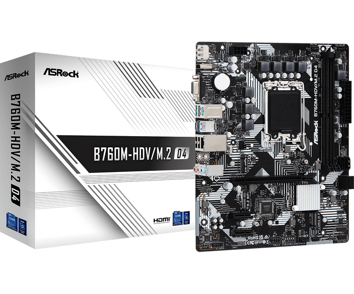 Placa de baza ASRock B760M-HDV/M.2 D4, Socket 1700, DDR4, Micro-ATX