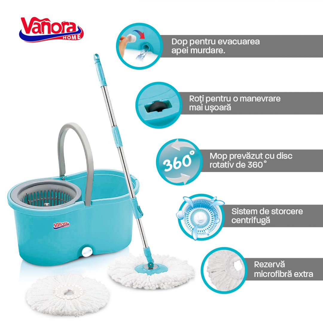 Vanora SET CURATENIE CLEAN360,MOP ROT.ALBASTRU