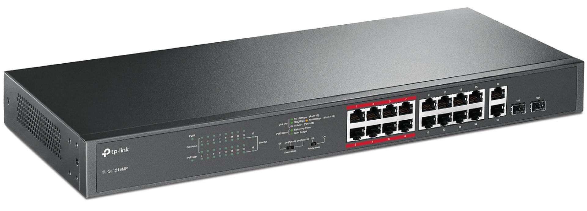 TP-Link TPL SW 16P-POE ,2P-GB SFP UNMNGD RM