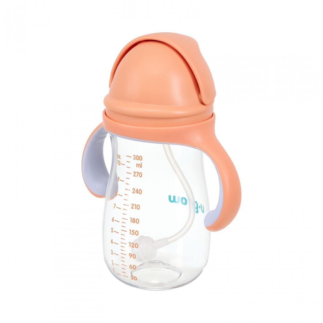 Cana cu pai tritan, orange, 300ml,U-Grow