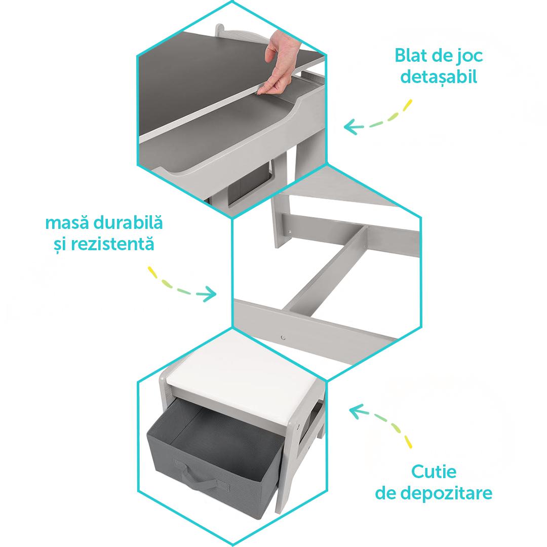 Set masuta si 2 scaune , alb MDF, U-Grow