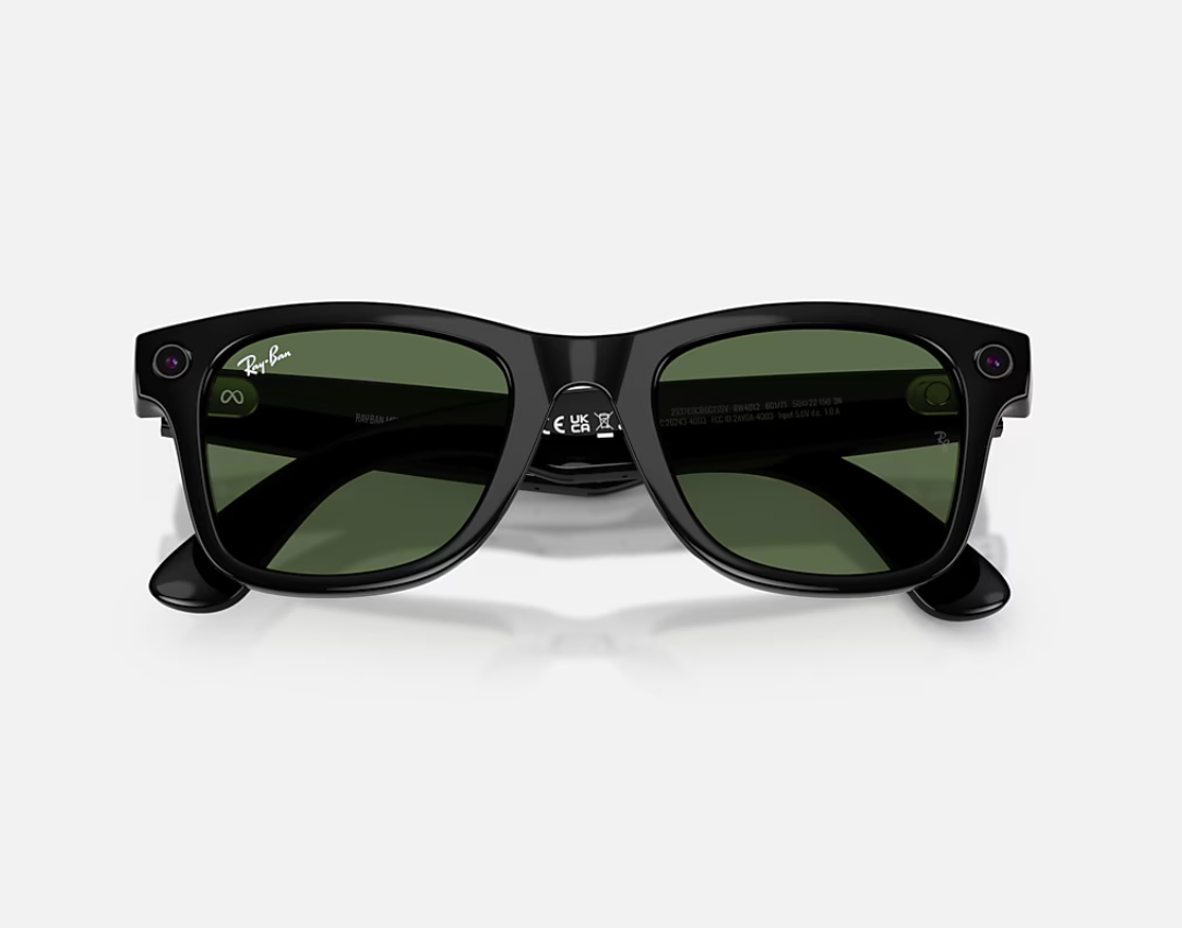 RayBan Meta Wayfarer S Sb G15 Green Gen2 (ORW4012 Meta Wayfarer High Bridge Fit - Shiny Black - G-15 Green Gen 2)
