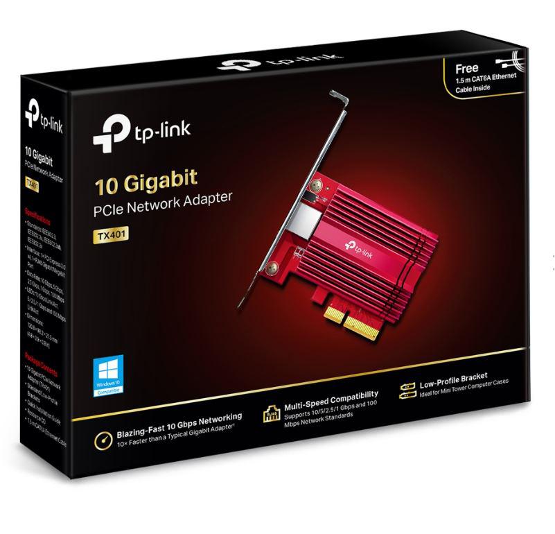 TP-LINK Adaptor de rețea 10 Gbps PCIe, Standarde și Protocoale: IEEE 802.3, IEEE 802.3u, IEEE 802.3ab, IEEE 802.3bz, IEEE802.3an, IEEE802.3az, IEEE 802.3x, Interfață: 1× Slot PCI Express 3.0 ×4, 1× Port RJ45 Gigabit/Megabit, Rate de transfer: 100 Mbps, 1 