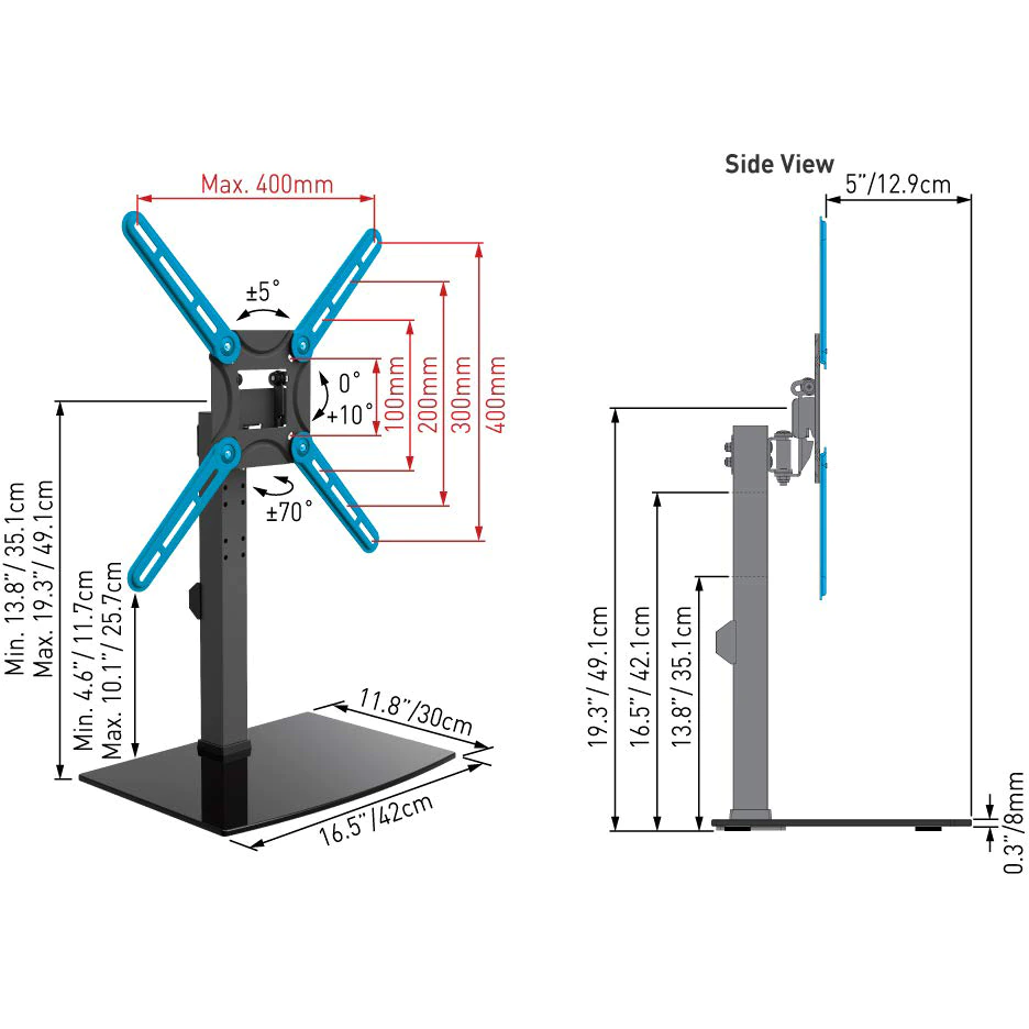Stand TV de masa Barkan 13-65" 36kg