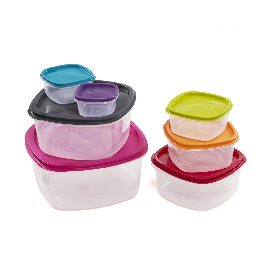 Set 7 Caserole Patrate cu Capace,plastic (set 7 Caserole Patrate cu Capace)