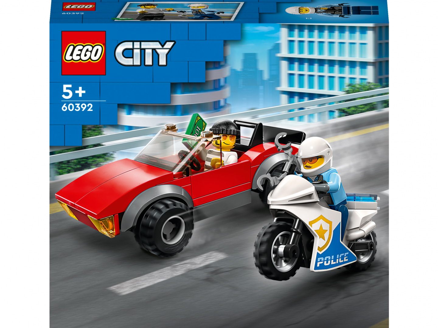 Politist pe Moto.urmarire Veh.lego 60392 (60392 Polițist pe motocicletă în urmărirea unei mașini)