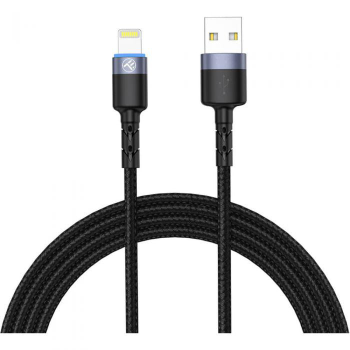 Cablu Tellur USB-A la Lightning 1m negru (Cablu USB to Lightning cu LED)