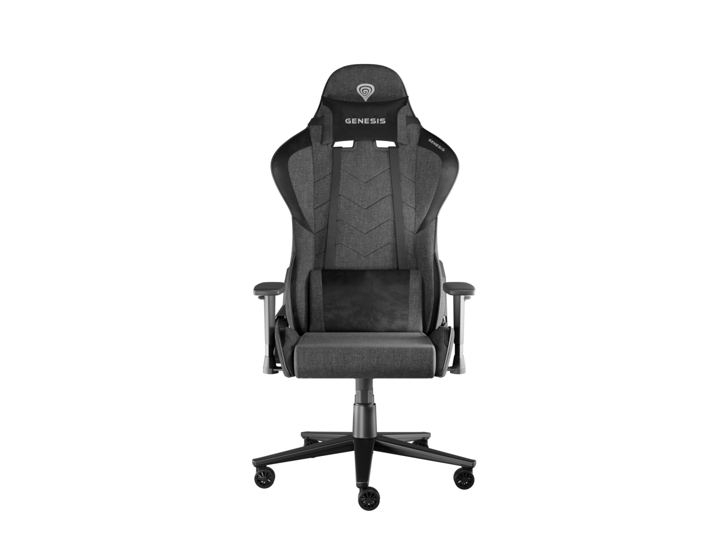 Scaun gaming Genesis Nitro 550 G2, material Synthetic PU + Textil, reglabil pe inaltime, greutate maxima suportata 150 kg, inaltime scaun reglabil 46.5 - 53.5 cm, spatar ajustabil 135°, dimensiuni roti 60mm, gri