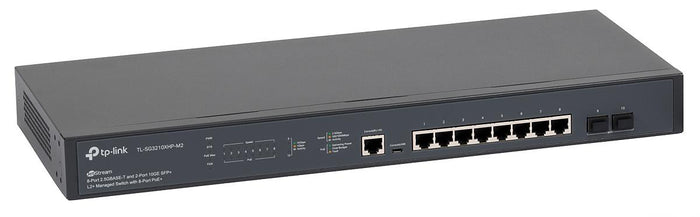 "JetStream™ 8-Port 2.5GBase-T and 2-Port 10GE SFP+ L2+ Managed Switch with 8-Port PoE+ PORT: 8× 2.5G PoE+ Ports, 2× 10G SFP+ 