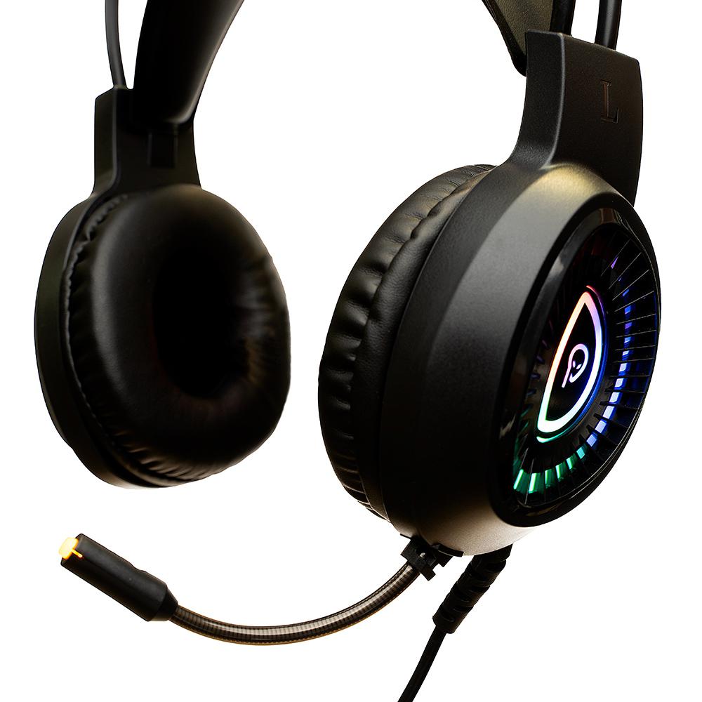 Casti cu micr. Spacer Gaming, RGB, cu fir, 2x Jack 3.5mm, 1x USB pentru iluminare, driver 40mm, control volum pe casca, microfon pe brat, reglabile, negru