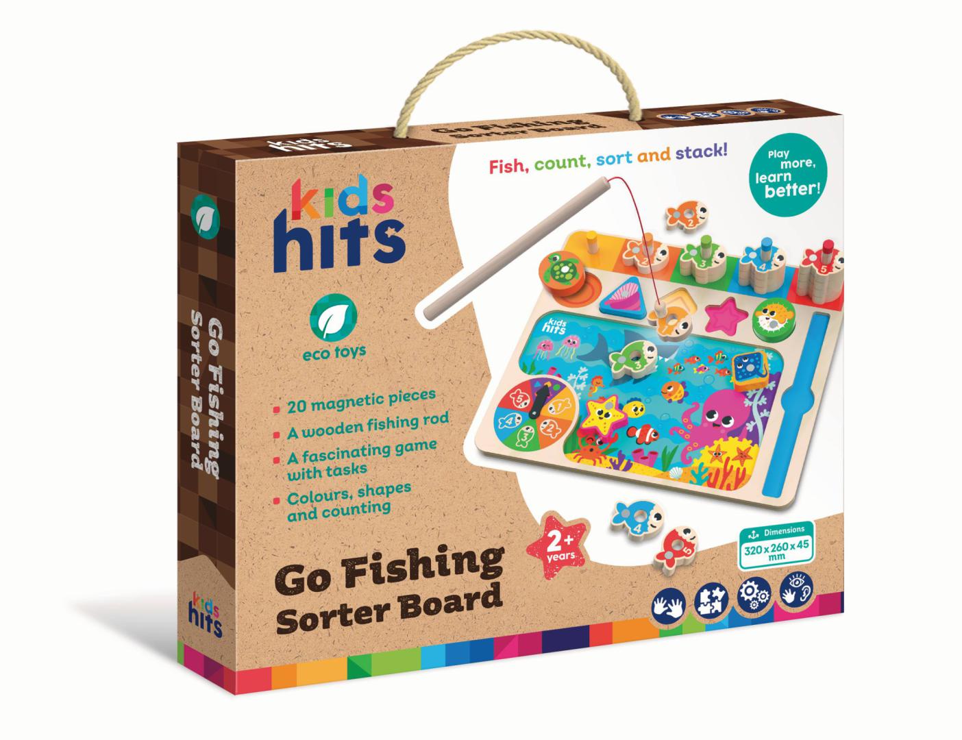 Kids Hits PLACA DE SORTARE MERGEM LA PESCUIT, LEMN
