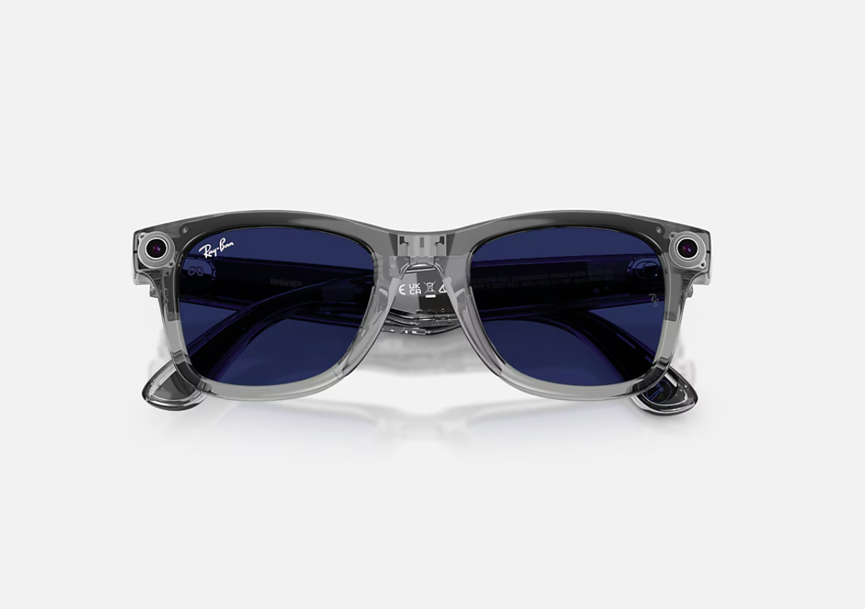 RayBan Meta ShTranspGrey/Sapph Tr Gen2 (Ray-Ban Meta Wayfarer Gen 2 AI Glasses Shiny Transparent Grey/Sapphire...)