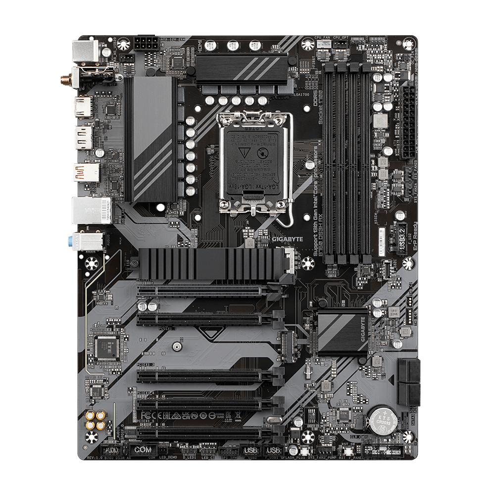 RESIGILAT | Placa de baza GIGABYTE B760 DS3H AX LGA1700, 4x DDR5 7600MHz, 1x HDMI, 1x DisplayPort, 5x PCIe x16, 2x M.2, 4x SATA 6Gbps, LAN 1Gbps, WIFI 6E, ATX - imagine 2 - RESIGILAT