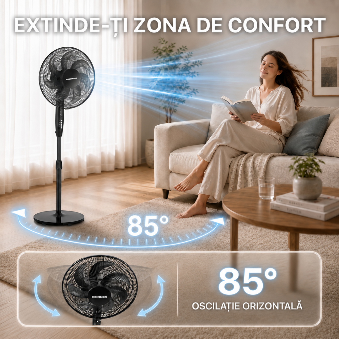 Ventilator cu Picior Heinner HSF-M750DBK