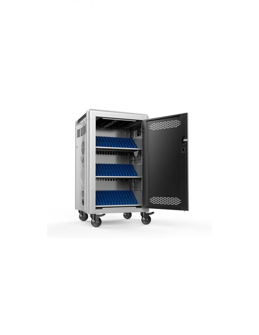 Statie de incarcare CART36, suporta maxim 36 de dispozitive cu diagonala de pana la 15.6", dimensiune slot dispozitiv 2.65 x 39.5 x 26.5 cm, dimensiunea statie 65 x 60 x 113 cm, indicator LED pentru starea de incarcare, multi-function power management, zo