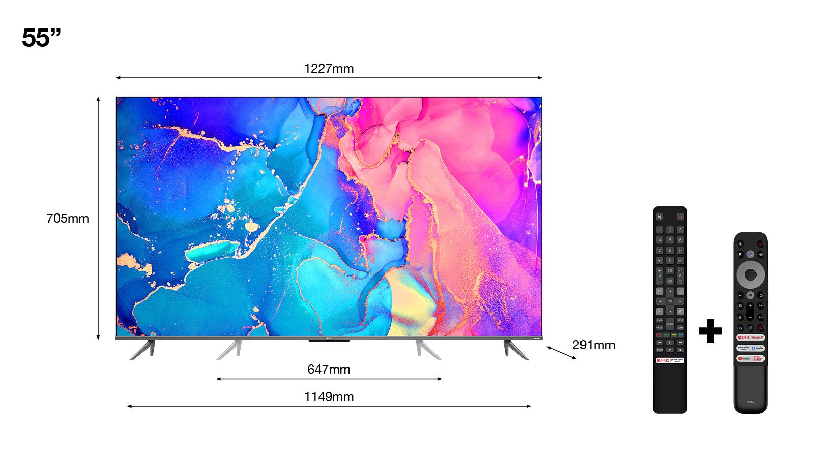 Televizor TCL QLED 55C635, 139 cm (55"), Smart Google TV, 4K
