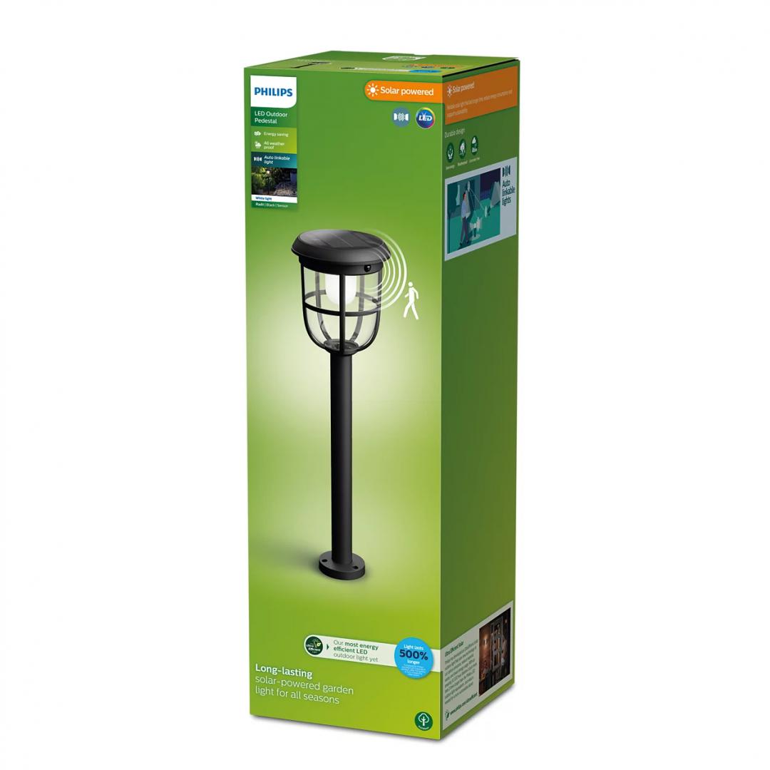 Radii Ue Sr Lk PD 1.3W 30K Bl IR 06 (Stalp LED solar pentru exterior cu senzor de miscare Philips Radii)