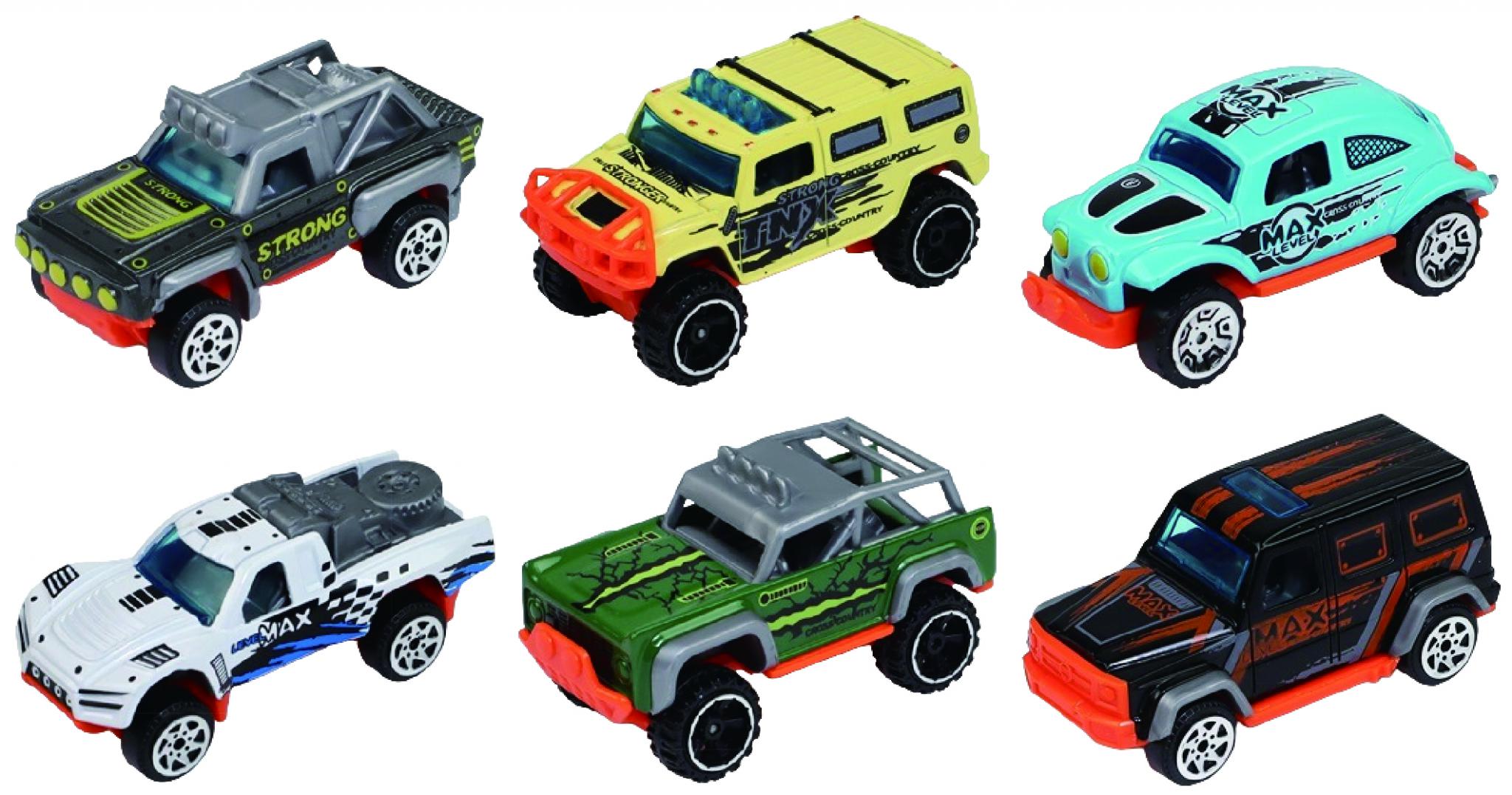 MACHETA DIE CAST, SET 6 CAMIONETE 1/64, 7.5 CM, DIVERSE MODELE SI CULORI- GRI, ALBASTRU, ROSU, VERDE, BLEU, ALB, VERDE INCHIS, MARO, PORTOCALIU, GRI INCHIS