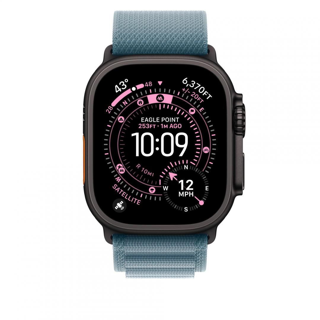 Apple Watch 49mm Light Blue Alpine Loop - Large - Black Titanium Finish