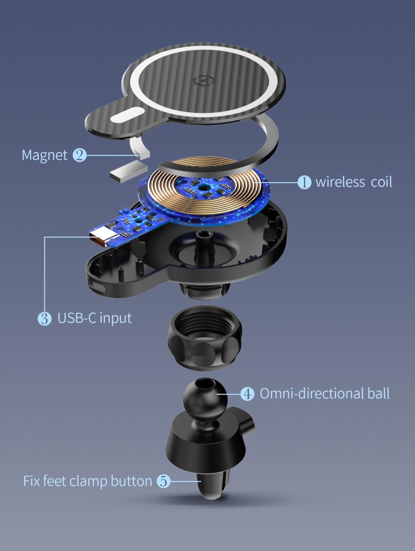 SUPORT AUTO SERIOUX WIRELESS 15W CH02W