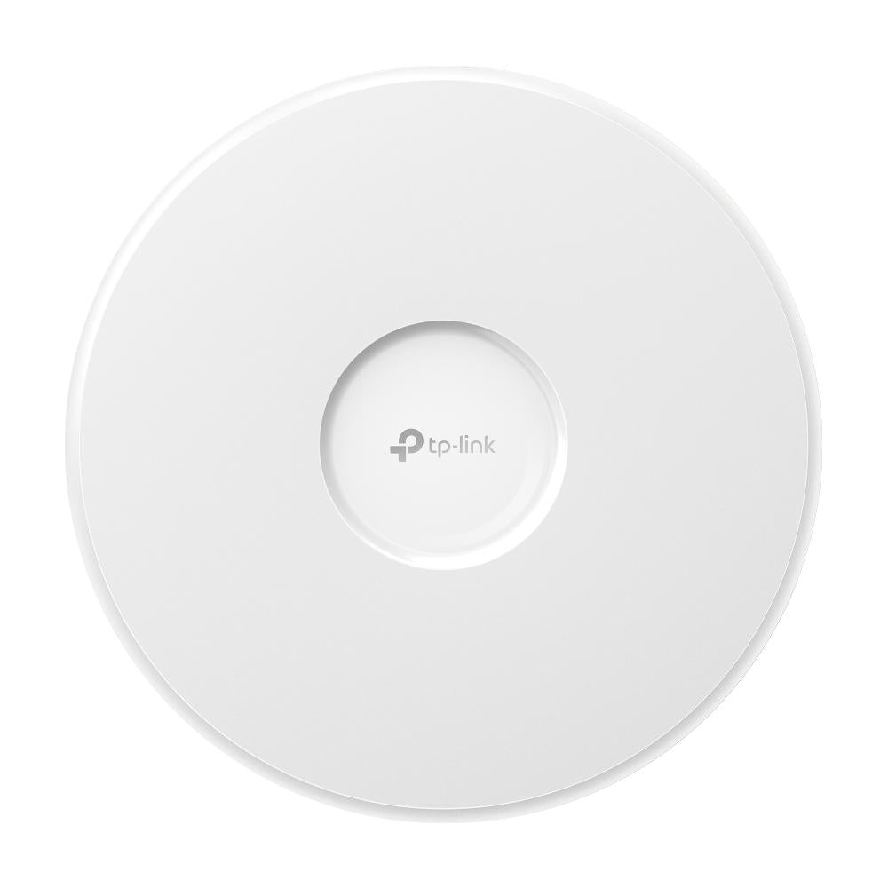 "Omada  BE9300 Ceiling Mount Tri-Band Wi-Fi 7 Access Point PORT: 1×2.5G RJ45 Port SPEED:574Mbps at  2.4 GHz + 2880 Mbps at 5 GHz+ 5760 Mbps at 6 GHz FEATURE: 802.3at POE+ and 12V DC (Power Adapter is not included), 4×Internal Antennas, MU-MIMO, 320MHz Sup