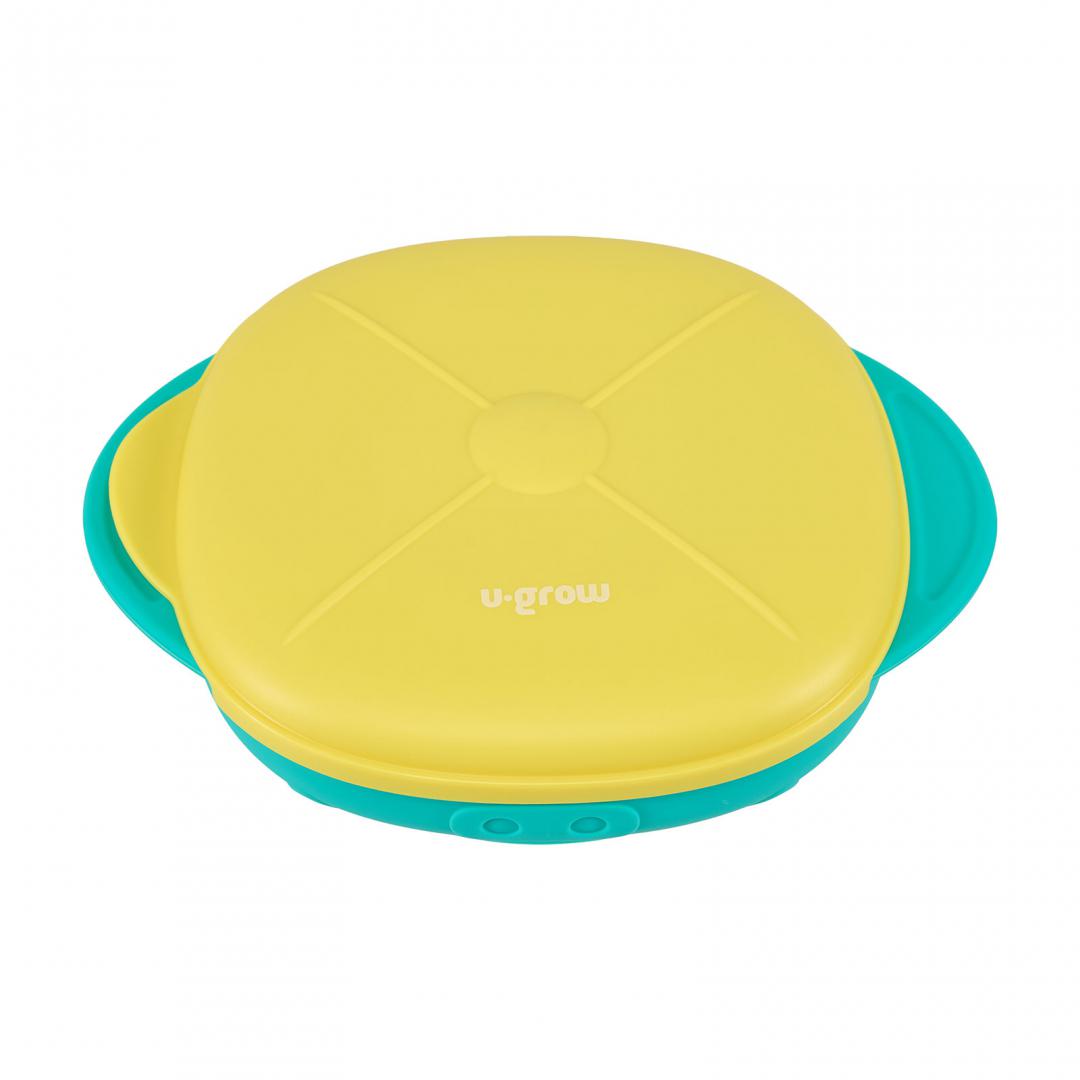 Farfurie silicon cu capac,galbena,U-Grow