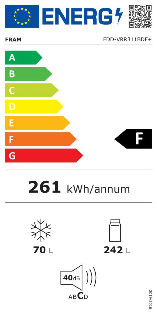 RESIGILAT | FRIGIDER CU DOUA USI FRAM FDD-VRR311BDF+, 311L (242+69), CLASA F, CONTROL MECANIC CU TERMOSTAT AJUSTABIL, LUMINA LED, RAFTURI DE STICLA, DEZGHETARE AUTOMATA FRIGIDER, BURGUNDY - imagine 4 - RESIGILAT