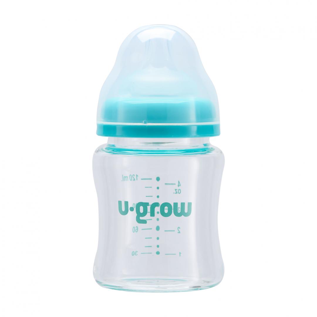 Biberon de sticla 120 ml+2 tetine,U-Grow