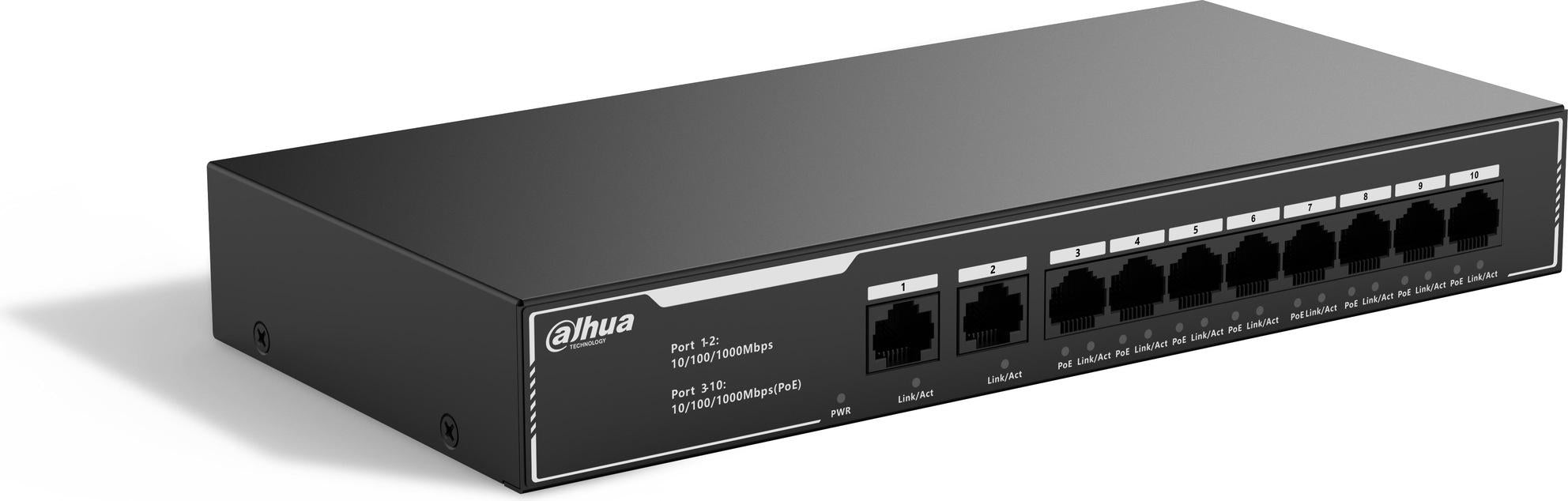 Dahua Switch 10 Port GB 8 Port Poe (dahua 10-Port Economical Gigabit PoE Switch with 8-Port PoE)