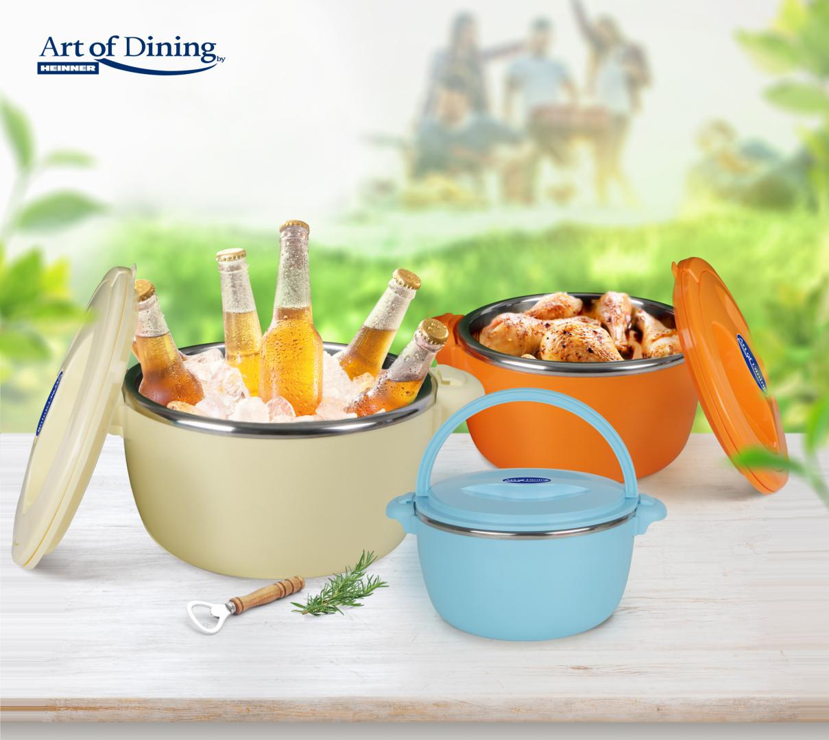 SET 3 CASEROLE TERMICE 2+4+6L,BELLY BEIGE, ART OF DINING BY HEINNER