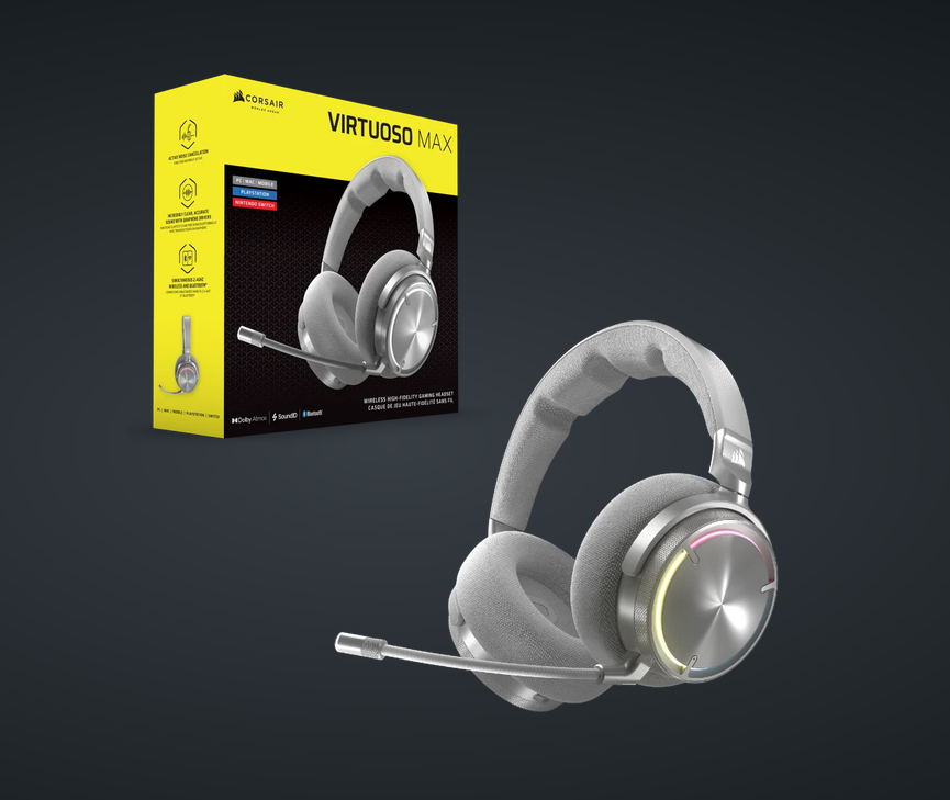 Corsair Casti Gaming CR VIRTUOSO MAX WIR SILVER