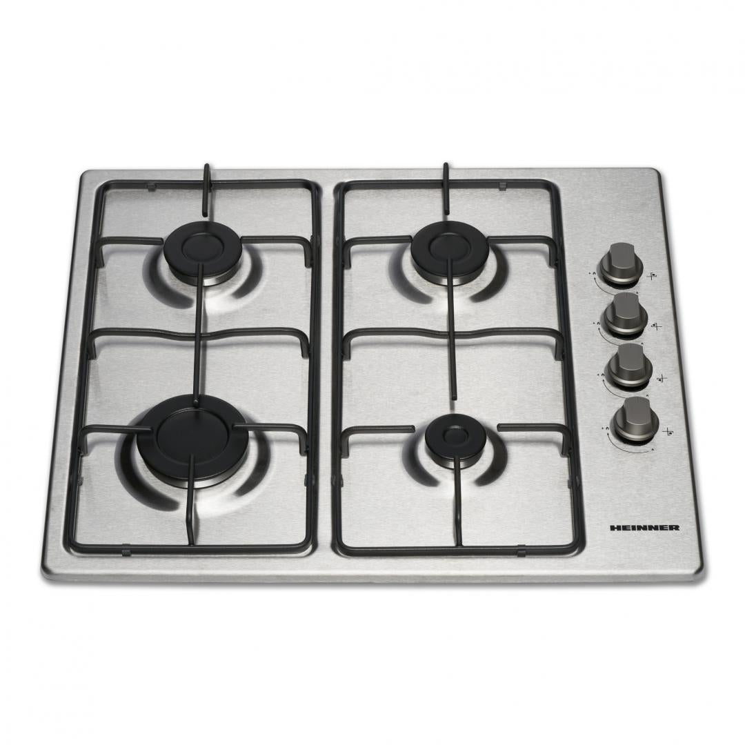 RESIGILAT | Plita incorporabila Heinner HBH-V4IEIX, Gaz, 4 arzatoare, Gratar email, Control lateral, Aprindere electrica, Dispozitiv de siguranta, Duze GPL incluse, Dimenziuni (LxA): 58x51 cm, Culoare: Inox - imagine 2 - RESIGILAT