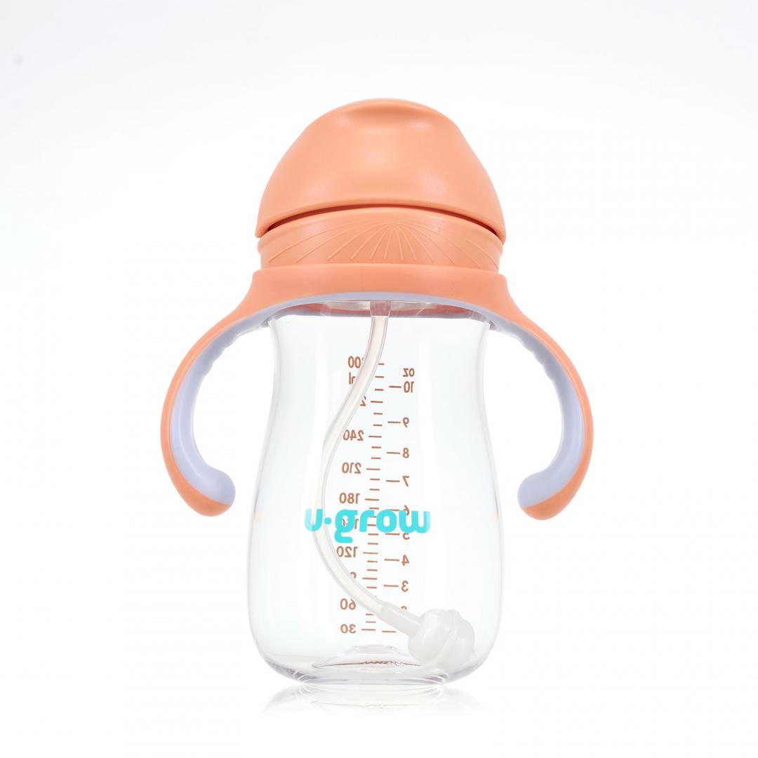 Cana cu pai tritan, orange, 300ml,U-Grow