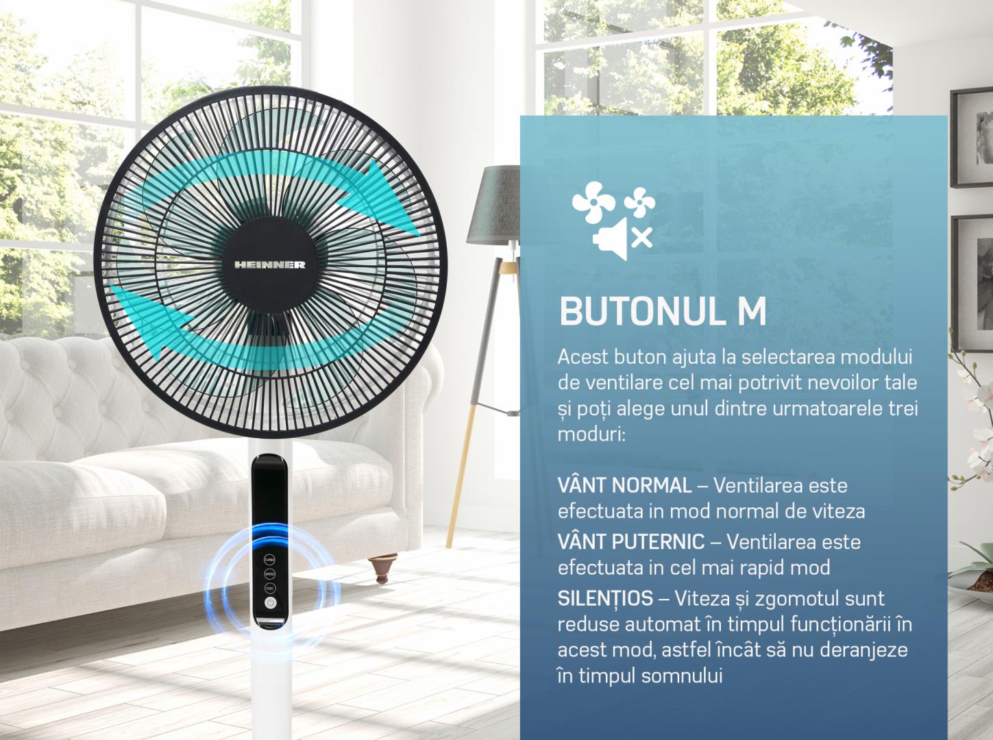 Ventilator cu Picior Heinner HMSF-9BK