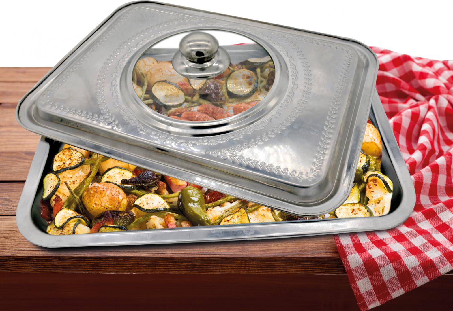 Vanora TAVA CUPTOR CU CAPAC, INOX ,35x26x7 CM