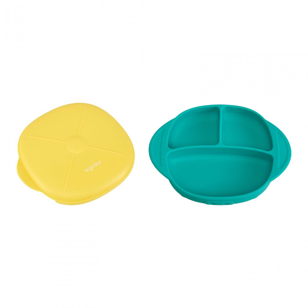 Farfurie silicon cu capac,galbena,U-Grow