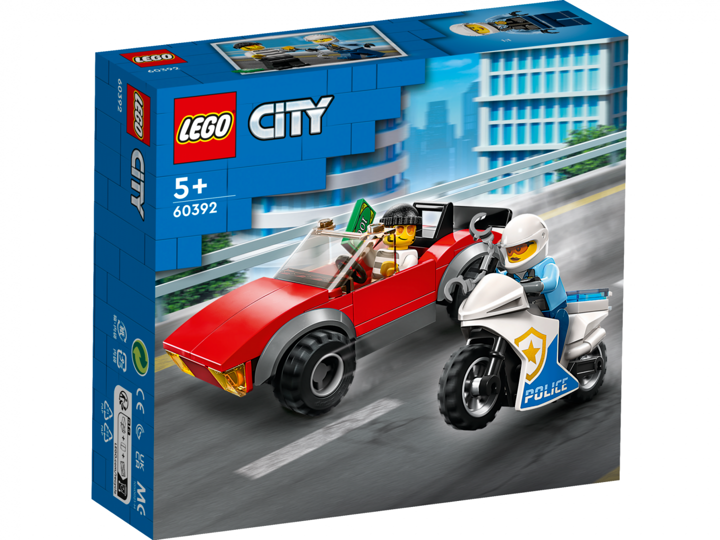 Politist pe Moto.urmarire Veh.lego 60392 (60392 Polițist pe motocicletă în urmărirea unei mașini)