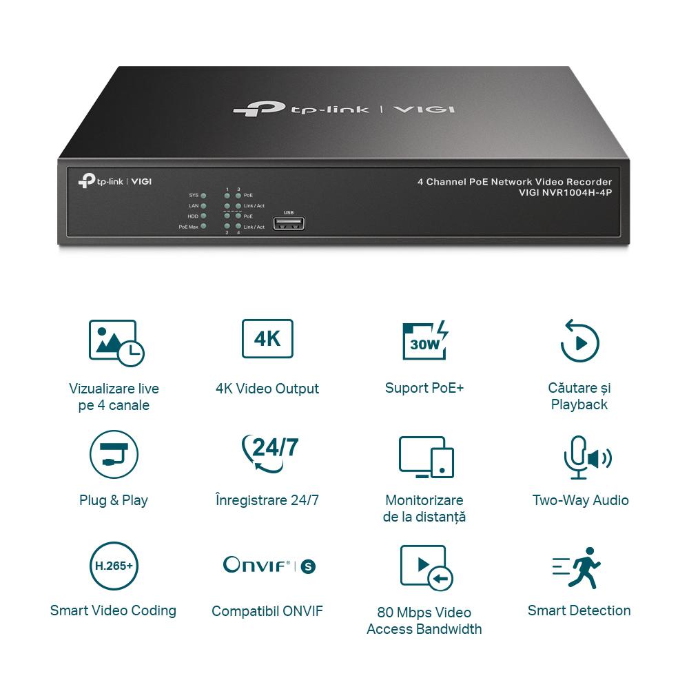 TP-Link TPL VIGI 4 CH POE+ NW VIDEO RECORDER