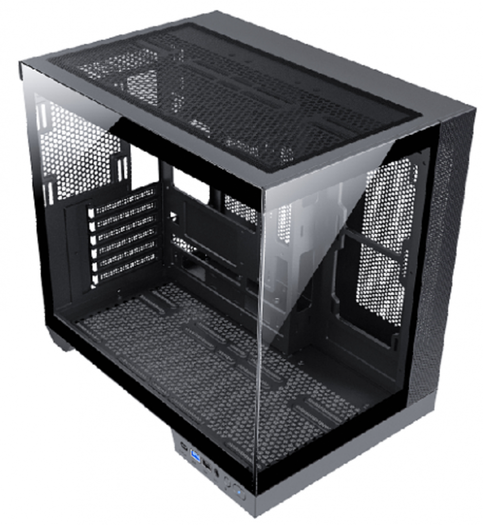 Carcasa gaming Serioux Shadow, fara sursa, tip  middle tower, USB2.0x+HD Audio, USB3.0, porturi rezervate pentru ventialtor: MN 2x120mm ventilatoare ARGB (incluse), spate:1x120mm ventilator RGB (inclus), sus 3x120mm/2x140mm, controler 4 porturi, drive bay