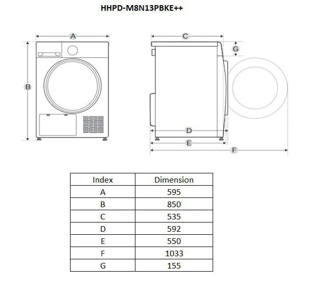 Resigilat - Uscator de Rufe Heinner HHPD-M8N13PBKE+ (uscator de Rufe cu Pompa de Caldura Heinner HHPD-M8N13PBKE++)