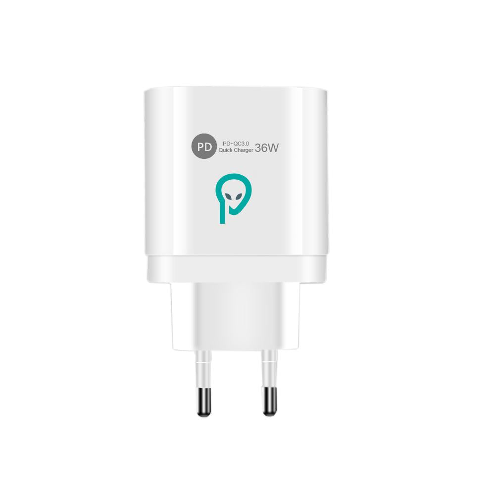 Alim. retea Spacer Qc 4xUSB-A&C 36W, alb (Alimentator retea Spacer Quick Charge 36W)