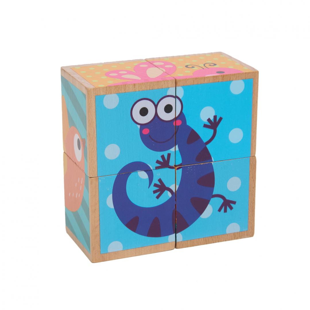 MomKi PUZZLE DIN LEMN CU ANIMALE, 4 PIESE