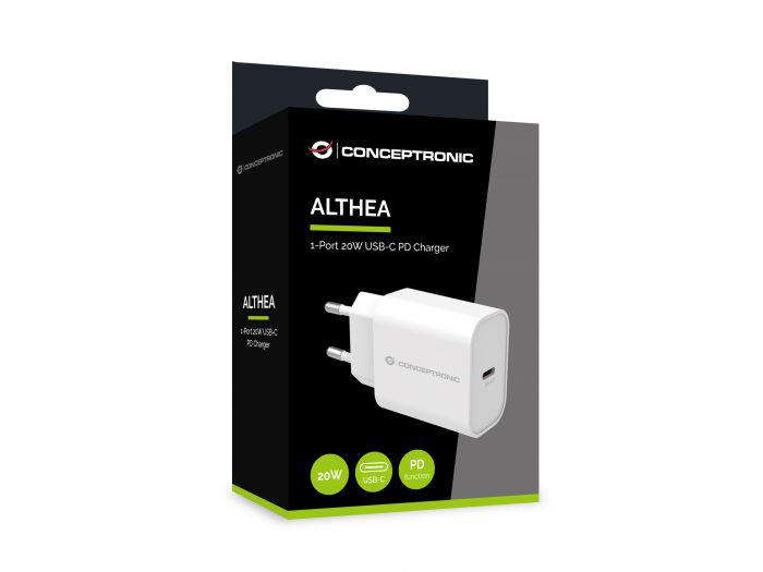 Conceptronic USB Charger ALTHEA07W (conceptronic ALTHEA07W 1-Port 20W USB-C PD Charger)