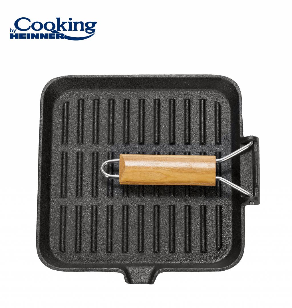 Tigaie Grill Fonta Maner Lemn DET.23X2CM (tigaie Grill Fonta Maner Lemn DET.23X2CM Cooking By Heinner)
