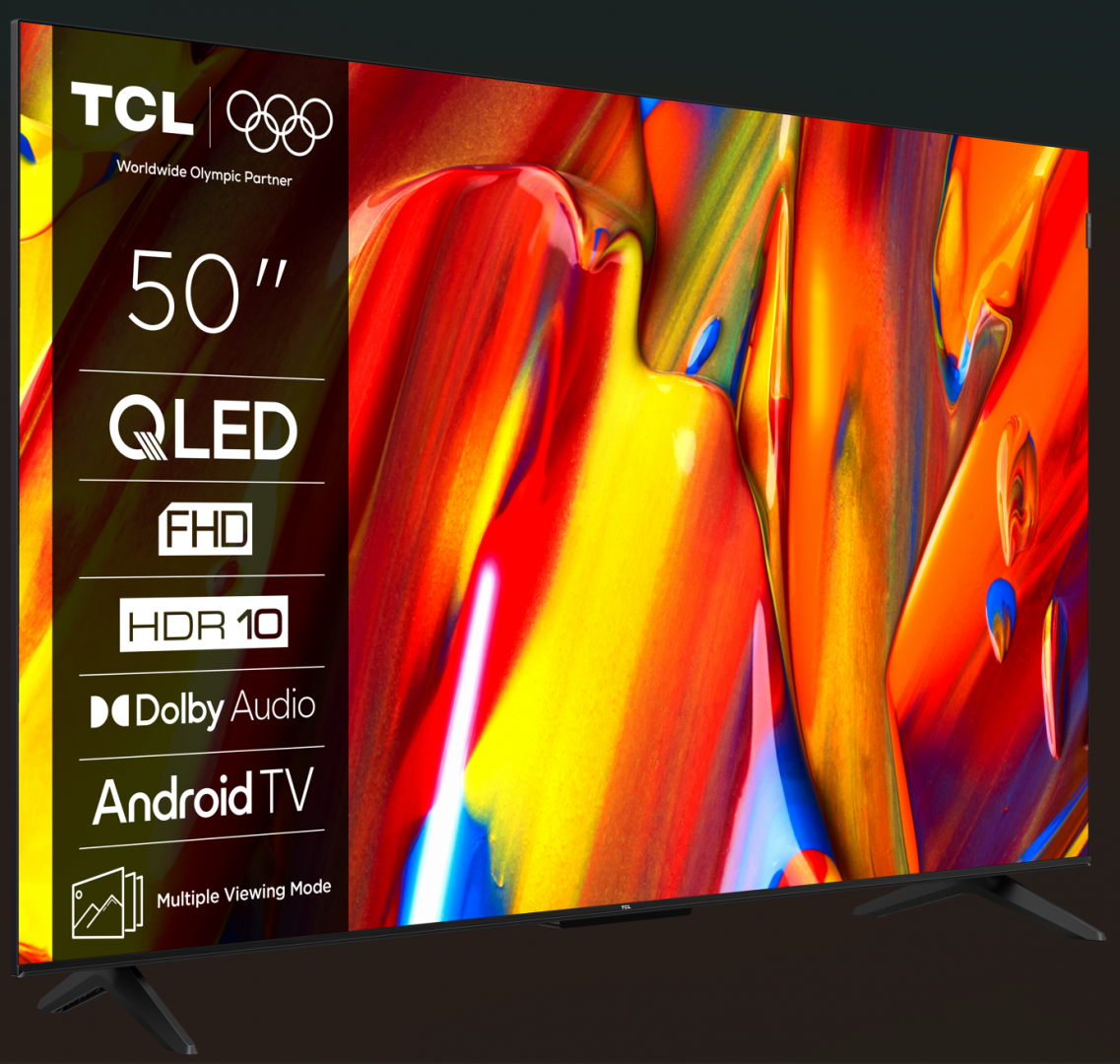 Televizor Smart QLED TCL 50V5C, 126 cm, Full HD, Negru