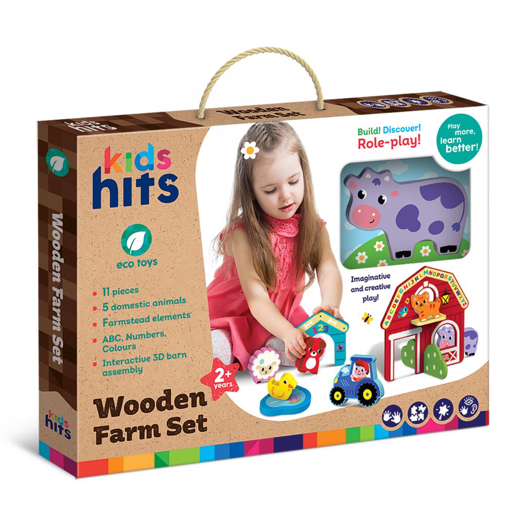 Kids Hits SET ANIMALE LA  FERMA, JUCARIE LEMN